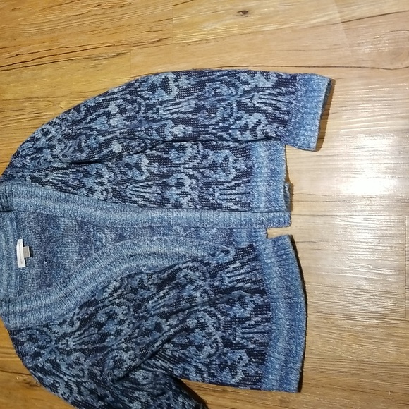 Christopher & Banks blue patterned long sleeve buttonless cardigan EUC sz XL - Picture 3 of 8